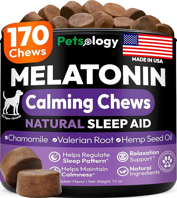 Melatonin for Dogs - 170 Dog Melatonin Calming Chews for Small & Large Dogs