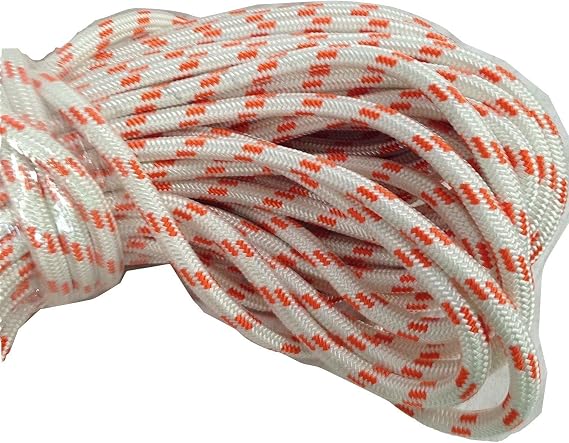 Double Braid Polyester Arborist Bull Rope 5/8 Inch by 200 Feet White Orange