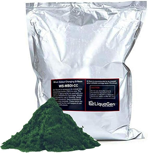 LiquaGen 2.4 Pounds - Aquarium Reef Color Changing Deionization Resin (RODI) for 0 TDS/PPM Water - MBD - 30 | Deionized Reverse Osmosis Filter Media for Fish Tank, Reef Tank & Other Aquatic Life
