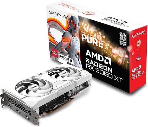 Sapphire Pure AMD RadeonTM RX 9060 XT Gaming OC 16GB Dual HDMI/DP GPU, Graphics Card