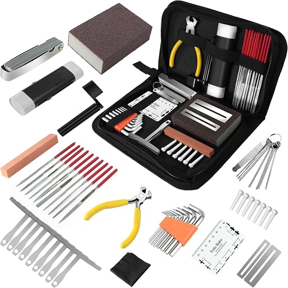 45Pcs Guitar Tool Kit, Guitar Repair Kit, Guitar Setup Kit, Luthier Tools Guitar Kit, Guitar Maintenance Kit Guitar Fret Tools, TIMDAM Guitar Accessories for Ukulele Bass Guitar Gifts for Musicians