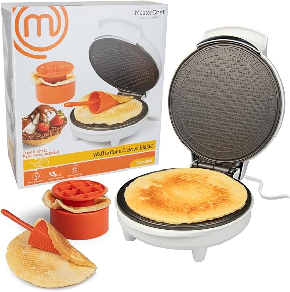 MasterChef Waffle Cone and Bowl Maker- Includes Shaper Roller & Bowl Press
