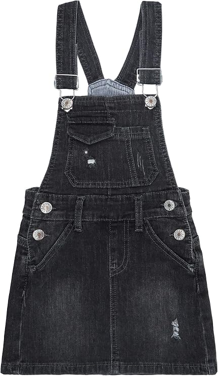 KIDSCOOL SPACE Girls Denim Skirts,Baby Little Big Girls Ripped Soft Stretchy Jeans Overall Dress