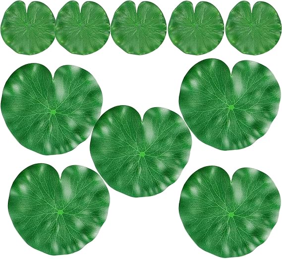 10 Packs Artificial Lily Pads,Floating Lily Pads for Ponds, Artificial Pond Plants for Garden Pool Decor Party Favor