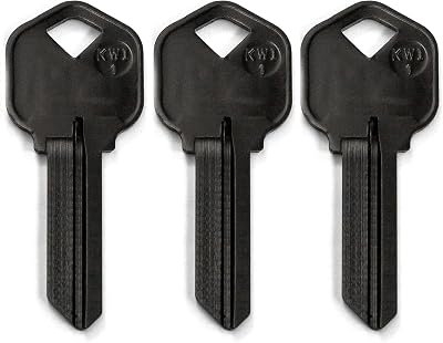 KeySmart AirKey - Aluminum Key Blanks, 75% Lighter, 2X Stronger Than Brass - Durable, Scratch-Free KW1 Key Blanks Set 3 Pack, Black