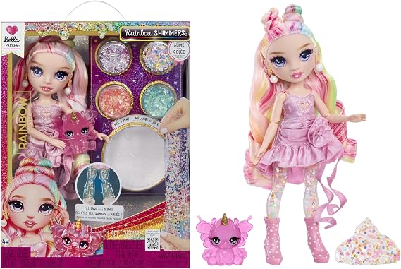 Rainbow High Rainbow Shimmers with Slime Bella, Pink 11, Create a Rainbow Fashion Doll, Slime Kit
