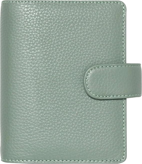 Filofax Norfolk Organizer, Pocket Size, Sage - Soft, Full-Grain Leather, Six Rings, Week-to-View Insert, Multilingual (C022635)