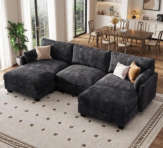 Modular Sectional Sofa, 101" U Shaped Couch with Storage