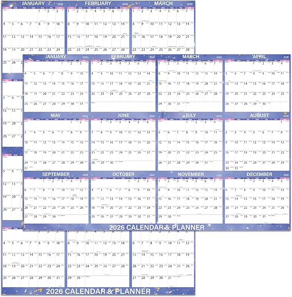 2026 Large Dry Erase Calendar - 48" x 32", 2026 Dry Erase Calendar for Wall, Erasable & Reusable Laminated 2026 Wall Calendar with 15 Round Stickers, Large Space for Office, Home, School