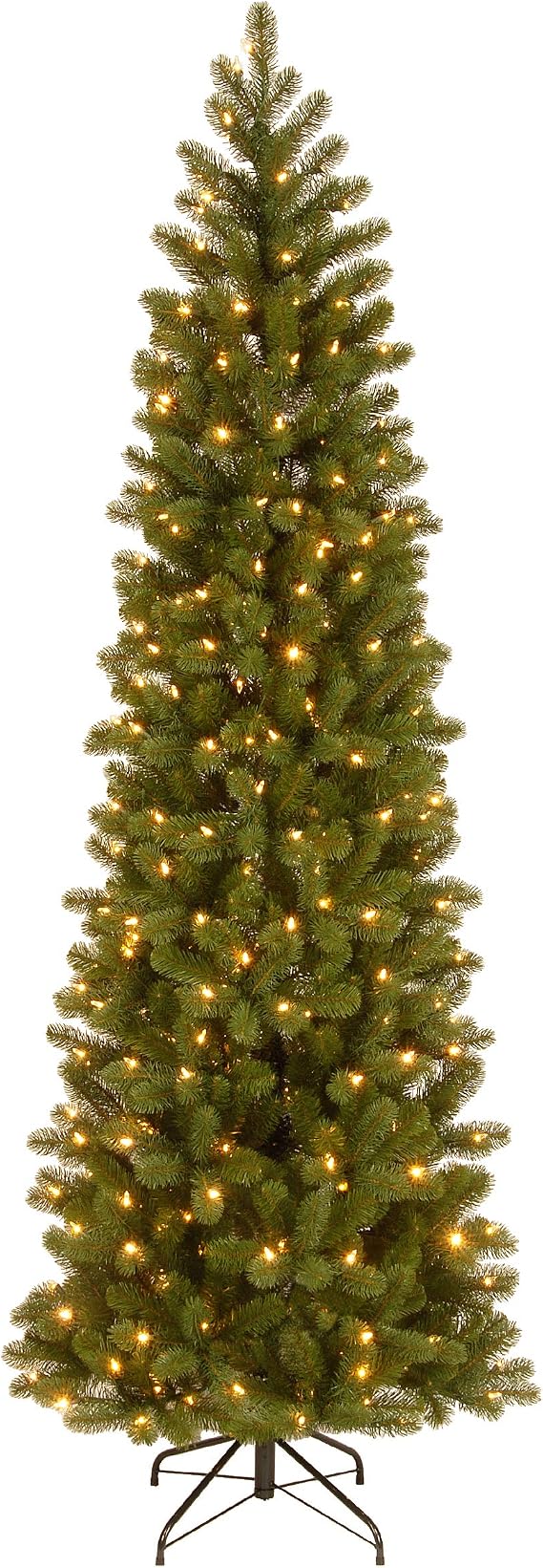 National Tree Company 7.5ft Pre-Lit Downswept Douglas Fir Christmas Tree | Slim, 350 LED Lights, 10 Light Functions, 796 Tips, Foot Pedal, Includes Stand, Artificial, Green