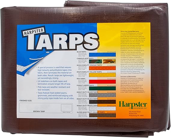 Super Heavy Duty Brown Tarp 8 OZ., 24'x36'