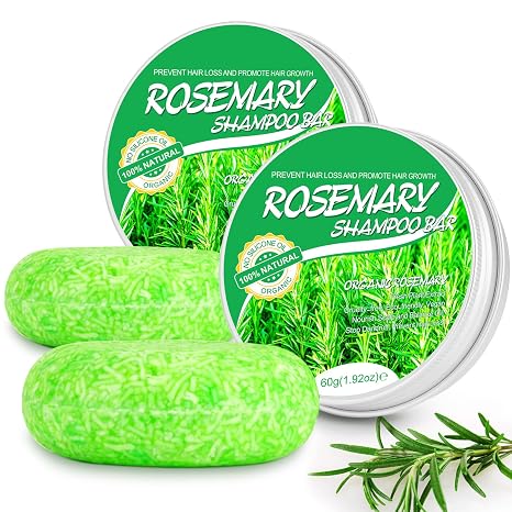 Rosemary Solid Shampoo Bar 2 Pieces Hair Soap Anti Dandruff and Oil Control Solid Soap Hair Against Hair Loss to Stimulate Hair Growth (Rosemary Shampoo Bar)