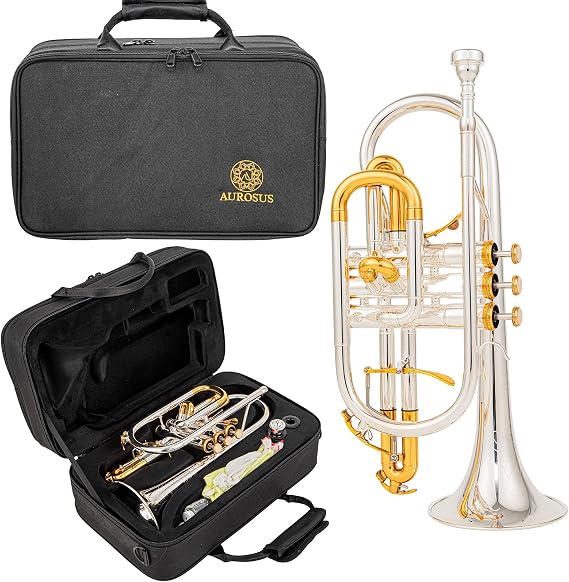 ACR8358S trigger cornet brass instrument cornet silver cornets | dual triggers with fast stainless steel valves nickel inner slides mouthpiece and lightweight case for advanced players