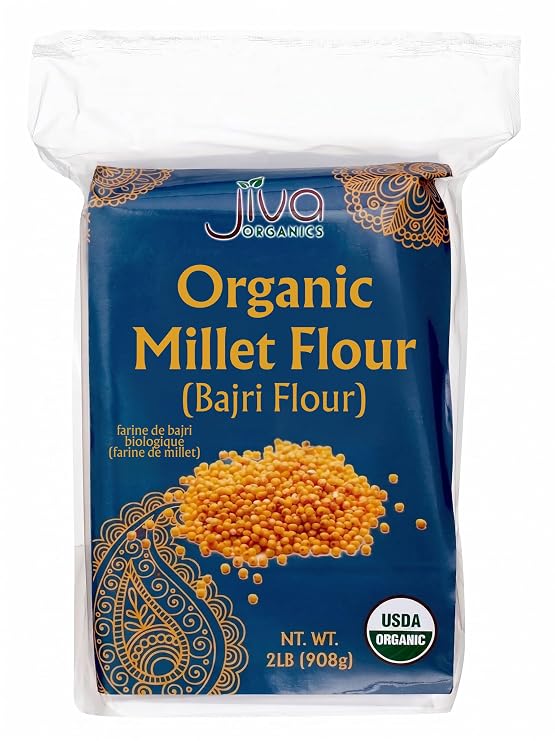 Jiva Organics Organic Millet Flour 2 Pound Bag - Bajri, Bajra, 100% Natural & Non-GMO