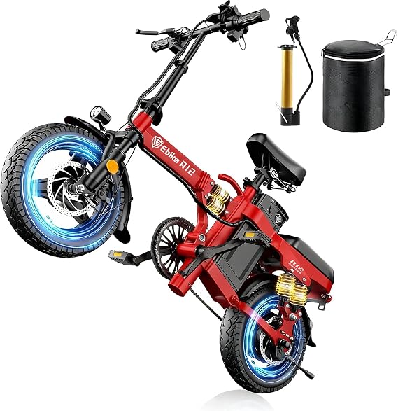 A12/A12S Foldable Ebike with Keyless Ignore, 2000/1000W, 52V 25Ah/48V 15Ah