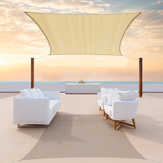 Colourtree 12' x 12' Beige Sun Shade Sail Square Canopy - UV Block UPF50, Water Permeable & Heavy Duty Awning for Patio, Garden, Backyard, Yard, Outdoor (We Make Custom Size)