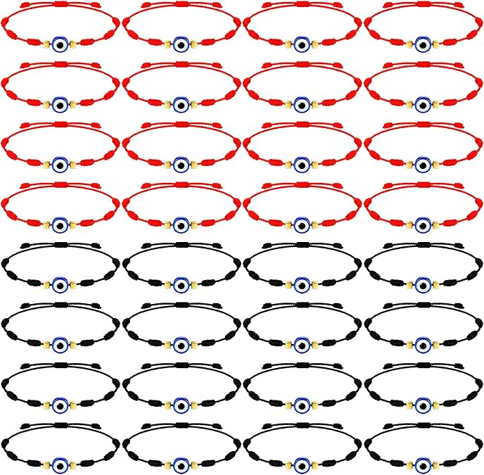 Sureio 32 Pcs Evil Eye Bracelets Adjustable String Knot