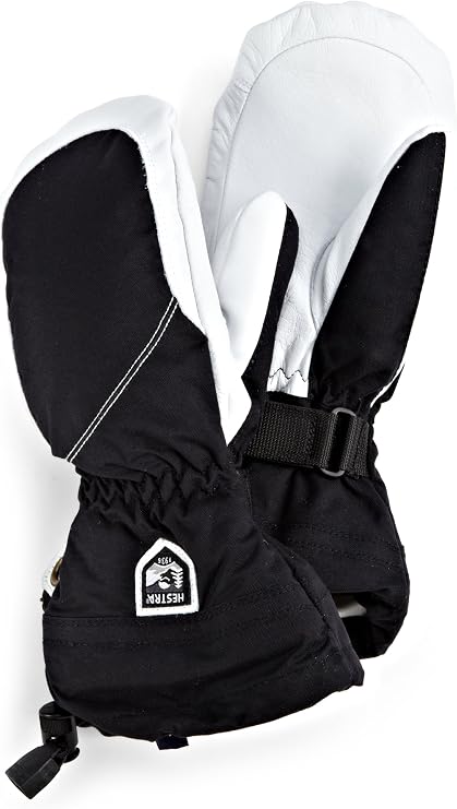 Hestra Womens Heli Mitt Gloves, Black/Off White, 8