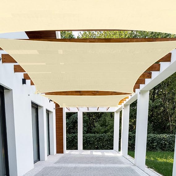 Patio Paradise 8' x 8' Sun Shade Sail Rectangle Canopy Patio Cover Sunlight Block Awning Heavy Duty Commercial Grade for Backyard Lawn Garden Outdoor Activities, Beige