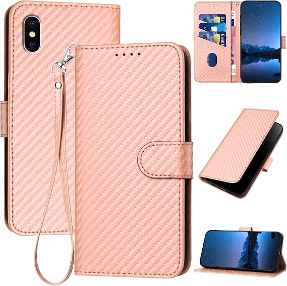 Compatible iPhone XS Case, Notebook Type iPhone X Case, Notebook Type, Carbon Fiber Style, iPhone 10 Case, Stylish and Simple, iPhone XS Case Overflowed with Lightweight, Slim iPhone XS Cover