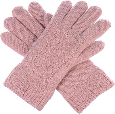 BSB Unisex Winter Toasty Warm Solid Fleece Lined Knit Gloves