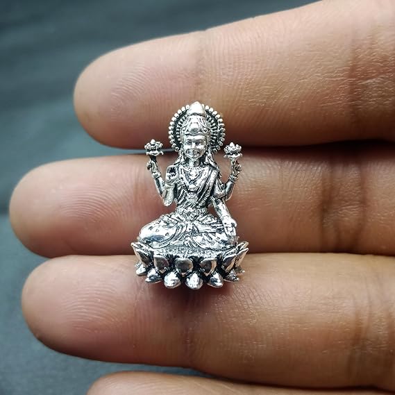 Solid 925 Sterling Silver Handmade Hindu Idols Laxmi, Mini Statue Mahalakshmi, Puja Article Figurine, Home Decor, Gift Idols