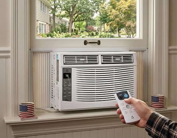 Smart Window Air Conditioner 6000 BTU, Enabled AC Unit with App and Remote Control, 24-Hour Timer and Scheduling, Easy Installation Kit for Double-Hung Windows, 115V Compact Air Conditioner
