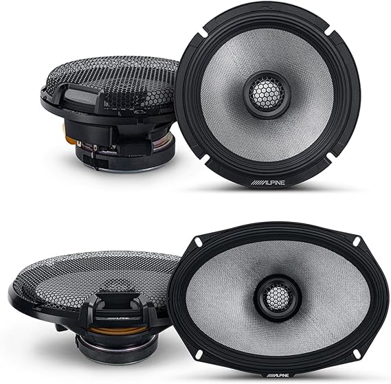 Alpine 6.5" & 6x9 R2 High-Resolution Speaker Bundle - A Pair of R2-S69 2-Way Coaxial Speakers & a Pair of R2-S65 6.5" Coaxial Speakers