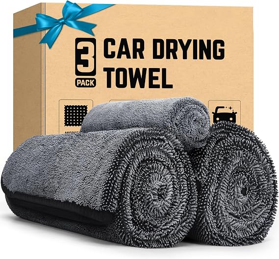 SMINDER 2-Pack Microfiber Towels for Cars 36"x24", Extra Large Ultra Absorbent Car Wash Drying Towels Detailing Supplies for SUVs and Trucks, No Streaks, Spots or Scratches