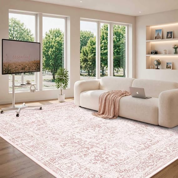 Pink Rug for Girls Bedroom Washable 6x9 Area Rugs for Living Room