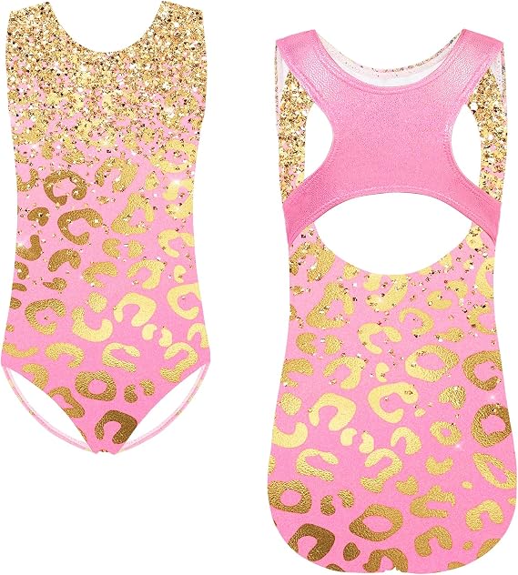 TFJH E Girls Gymnastics Leotard Raceback Sparkle Dance Outfit 3-12 Years