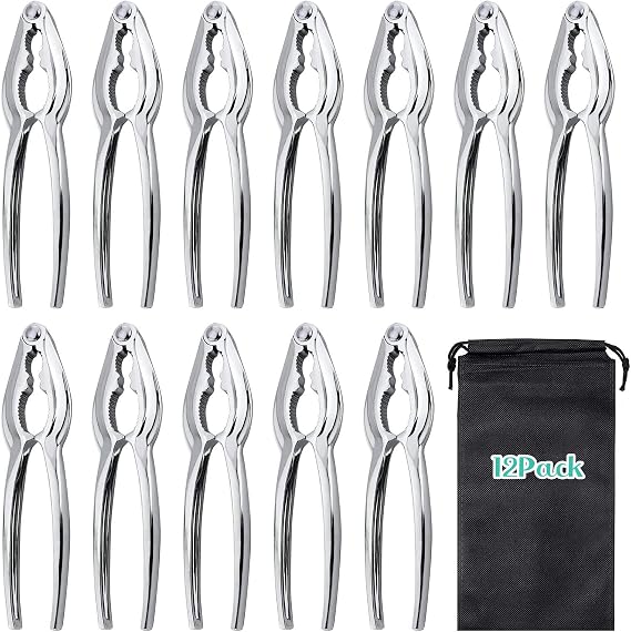 Nut Crackers for Crab Legs - 12 Pack Crab Leg Crackers, Zinc Alloy Nut Crackers and Picks, Premium Seafood Tool Kit, Food-Grade Stainless Lobster Crackers