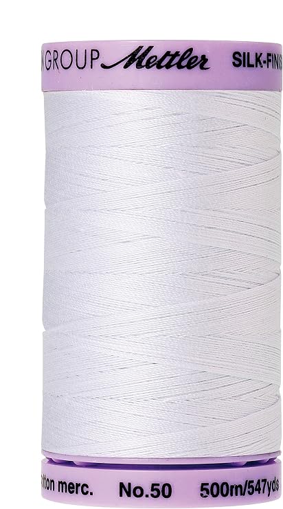 Mettler Silk-Finish Solid Cotton Thread, 547 yd/500m, White