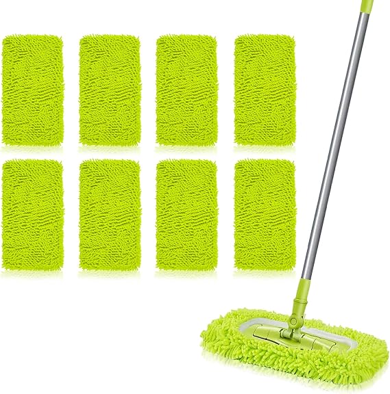 Reusable Microfiber Mop Pads 8 Pack,Compatible with Swiffer Sweeper Mop, Replacement Dry Sweeping Cloths and Wet Mopping Cloths Sweeping for Surface/Hardwood Floor Cleaning