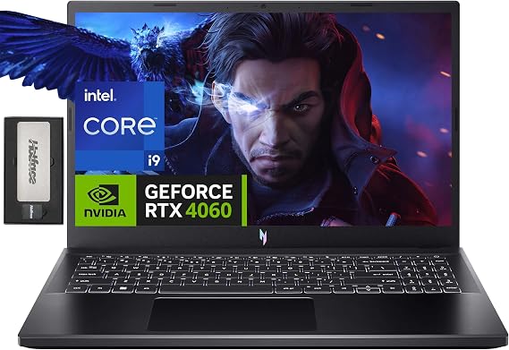 Acer Nitro V 15 15.6" FHD IPS 144Hz Gaming Laptop, Intel i9-13900H, 64GB DDR5, 2TB SSD, NVIDIA GeForce RTX 4060, Backlit Keyboard, Wi-Fi 6, Webcam, Win 11, Black, 256GB Docking Station Set