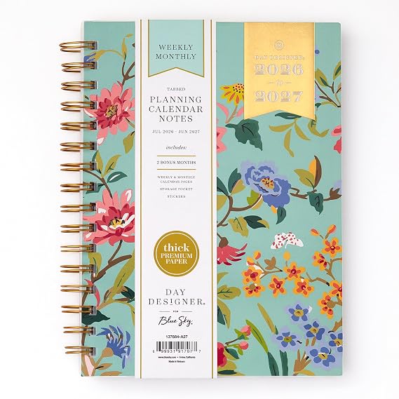 Blue Sky 2026-2027 Weekly & Monthly Academic Planner, 5.9"x8.6" Floral Mint