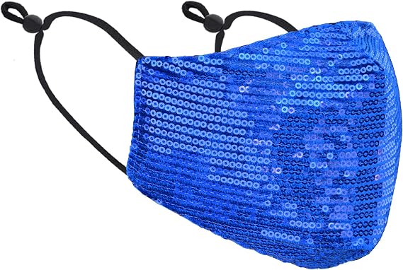 Womens Ladys Sequin Color Fashion Bling Face Nose Mask With Adjustable Ear Loops Washable Reusable Breathable