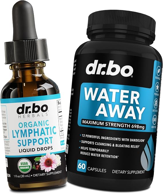 Lymphatic Drainage Supplements Drops & Water Pills Diuretics - Organic Lymphatic Support Liquid Drops Cleanse & Natural Away Pills Herbal Diuretic - Lymph System Support Drainage Water Retention