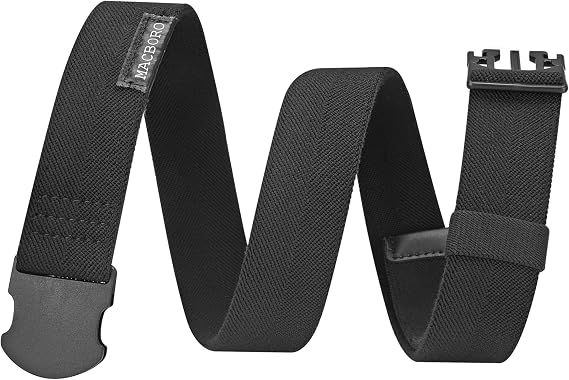 Men's Stretchable Elastic Belt, Nickel-Free TSA Approved Non-Metal Belt, Big and Tall Hypoallergenic Belt 1.38"