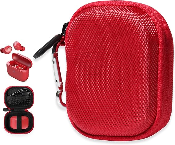 Case for JLab Go Pop+,Go Air Pop,Air Tones+/ Tones, JBuds Mini True Wireless Earbuds, Compact Organizer for the Charger case and Charger Cord (Candy Apple Red)