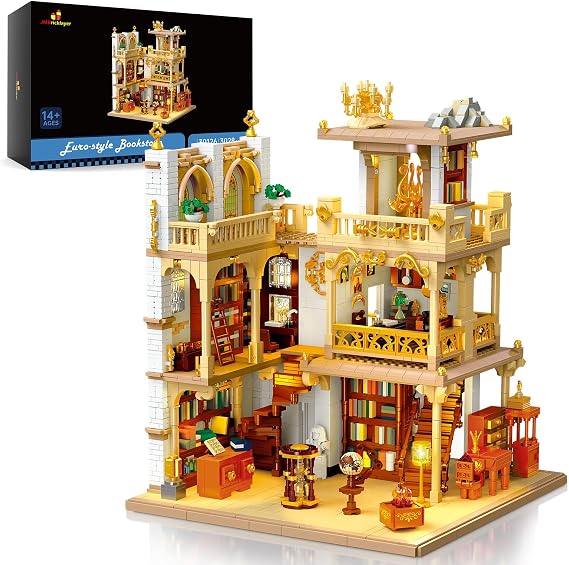 JMBricklayer Medieval House Building Kit for Adults 30126, Euro-Style Bookstore Building Sets with LED Light, Creative Modular Architecture Sets, Collectible House Toy Model, Gift for Adult Women