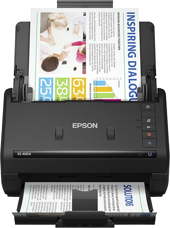 Epson Workforce ES-400 II Color Duplex Desktop Document Scanner for PC & Mac with Automatic Document Feeder ADF and Image Adjustment Tool | For PC and Mac computers with automatic document feeder and image adjustment tool