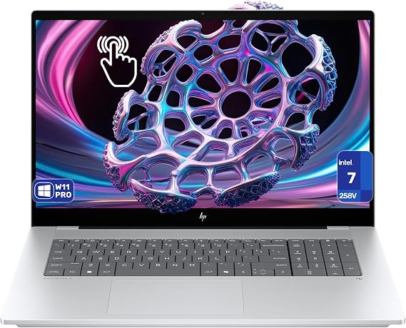 HP OmniBook X Copilot+ Laptop, Intel Ultra 7-258V, 32 GB LPDDR5x RAM, 4 TB PCIe SSD, 17.3" FHD (1920x1080) Touchscreen, Intel Arc 140V GPU, Backlit Keyboard, W11 Pro, Glacier Silver