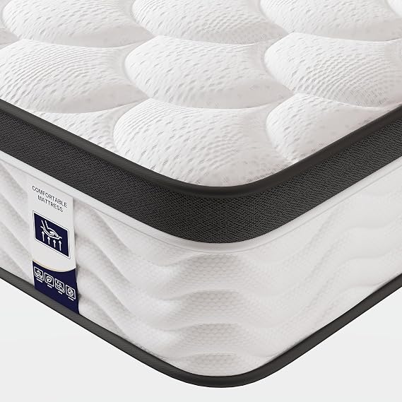 Double Mattress 10" Firm Hybrid Memory Foam/Pocket Spring 7-Zone Orthopedic