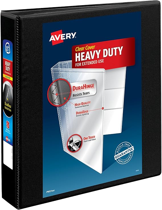 Avery Heavy-Duty View 3 Ring Binder, 1.5" Slant Rings, 1 Black Binder