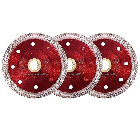 GoYonder 4.5" Super Thin Tile Saw Blade, Diamond Blade for Angle Grinder, Dry Wet Tile Blade for Ceramic Tile, Concrete, Granite Cutting (4.5" Red 3 Pcs)
