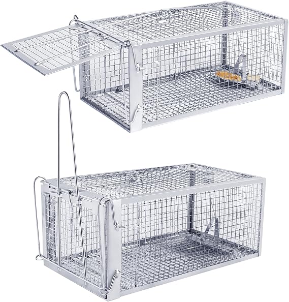Extra Large Humane Rat and Mice Traps,2 Pack Effective Live Cage Traps for Outdoor and Indoor,Live-Catch Mouse Rat Trap,Pets and Children Friendly, Sturdy Highly Sensitive Catcher