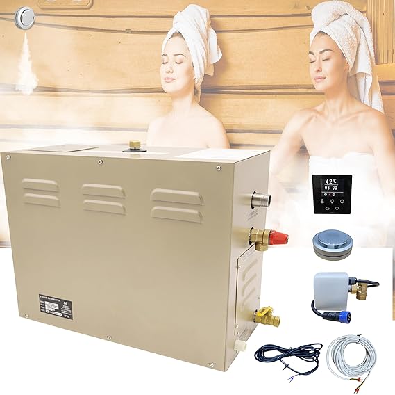 Steam shower generator,15kw Household-Commercial,Steam shower generator kit,with self-draining system,Temperature adjustable 95-131F,Applicable space 420~560ft3
