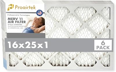 Proairtek AF16251M11SWH Model 16x25x1 Pack of 6 Air Filters, MERV 11; Ideal for Anyone Wanting Clean, Crisp Air in Their Home