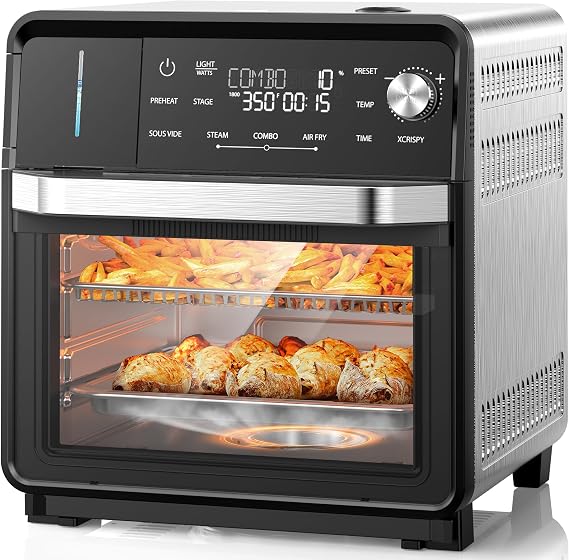 Nuwave Combi Steam Oven, Non-Toxic Stainless Steel Multi-Cooker, 16 quarts | Air Fry, Sous Vide, Toast & More, 50-450F Precision, 120 Presets, Moisture Control, Programmable, Easy to Clean
